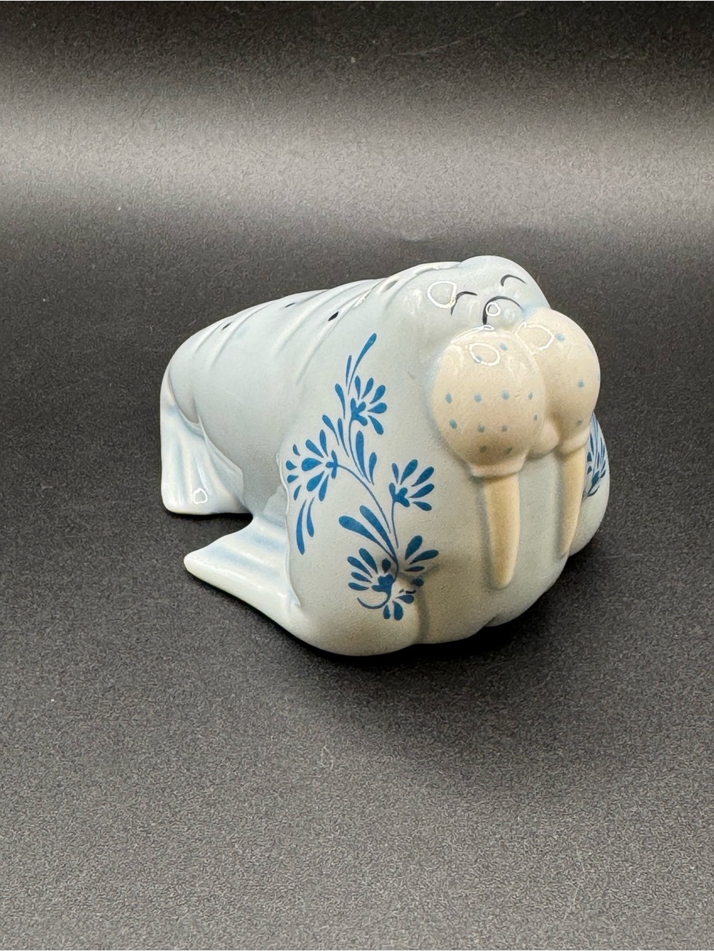 Vintage Josef Originals Blue Walrus Salt or Pepper Shaker Korea